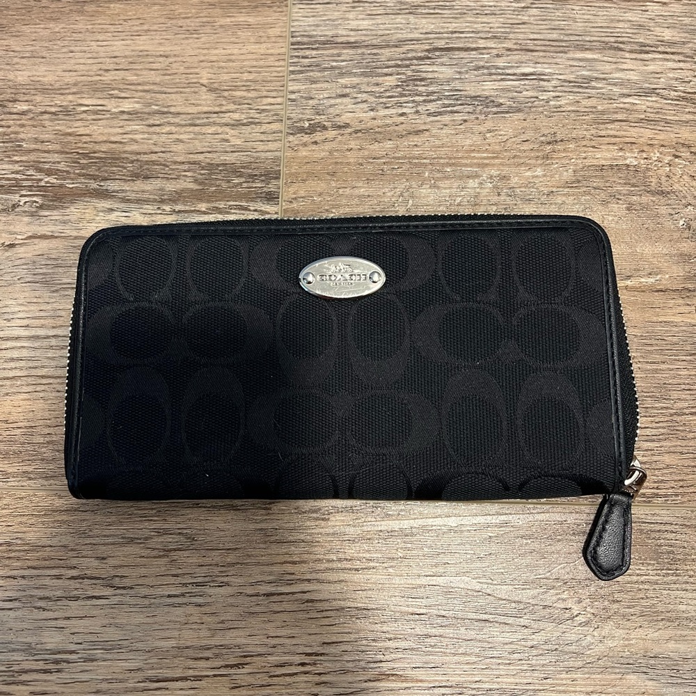 Black Coach fabric wallet